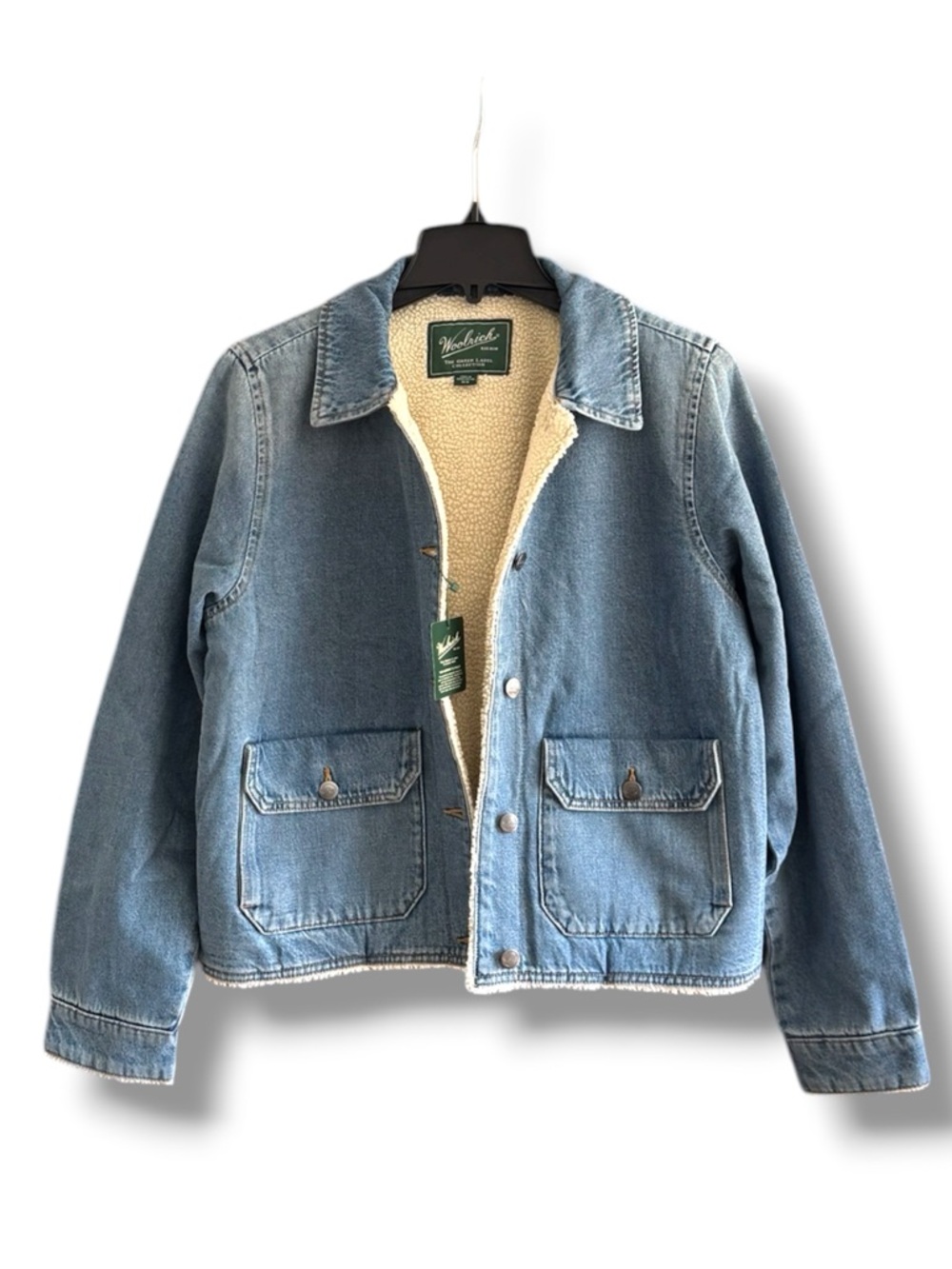 Woolrich Womens Sherpa Lined Trucker Denim Jacket